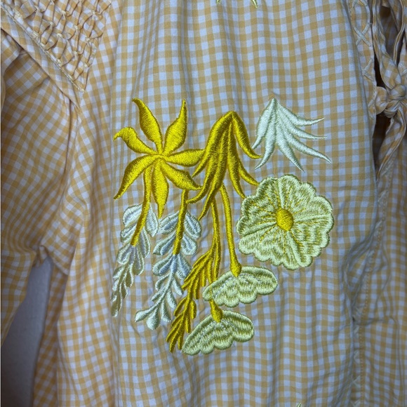 Innika Choo Mini Smock Embroidered dress orange gingham Size OS - Picture 8 of 10